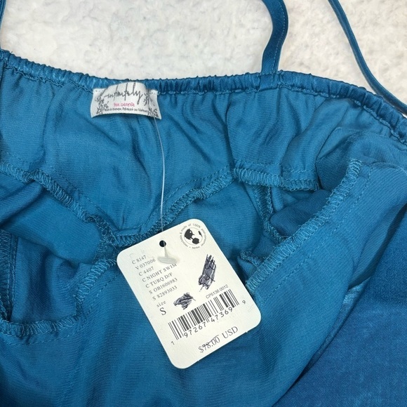 Free People Women Blue Good Catch Mini Slip Dress Satin Cut Out - Picture 6 of 11